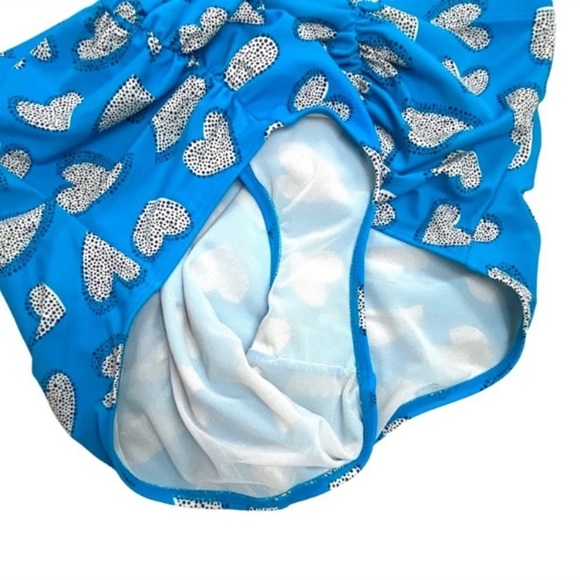 TORRID Heart Print 70s Style High Rise Coverage Tammy Bikini Beach Blue Size 1X - Picture 8 of 14